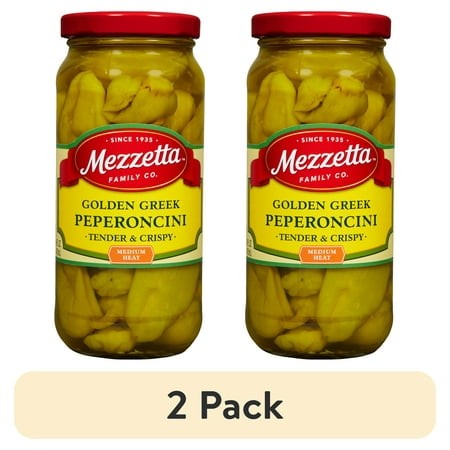 (2 Pack) Mezzetta Golden Greek Peperoncini  16 Fl Oz Jar