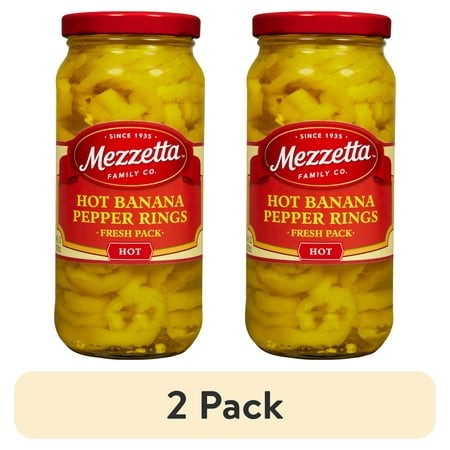 (2 Pack) Mezzetta Hot Banana Pepper Rings  16 Fl Oz Jar