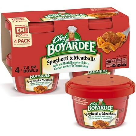 Chef Boyardee Spaghetti & Meatballs  Microwave Meal  7.5 Oz. 4-Count - Pack of 2