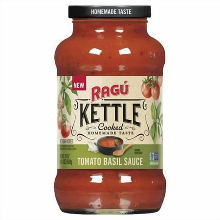 Ragu Kettle Cooked Tomato Basil Pasta Sauce  24 Ounce Jar - Pack of 2