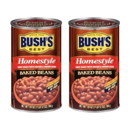 Bush S Best Baked AJH3 Beans  Canned Homestyle Baked Beans  28 Ounce (Pack of 2)