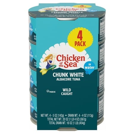 Chicken of the Sea Chunk White Albacore Tuna in Water 4 Pack  5 Oz Cans
