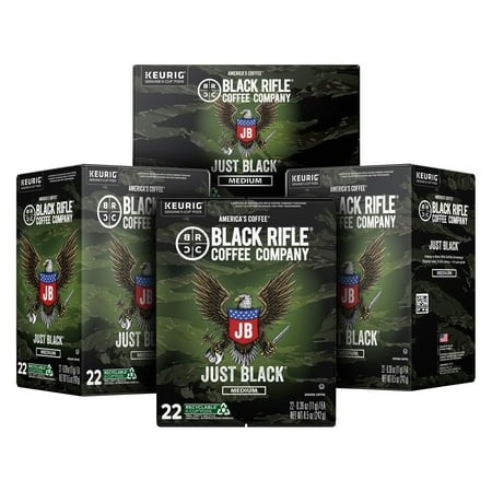 (4 Pack) Black Rifle Coffee Company Just Black Keurig K-Cup Pods  Medium Roast  22 Ct