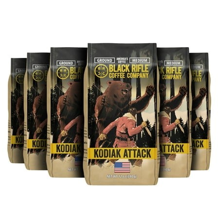 (6 Pack) Black Rifle Coffee Company Kodiak Attack  Medium Roast  Ground Coffee  12 Oz