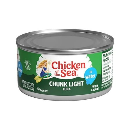 Chicken of the Sea Chunk Light Tuna in Water  12 Ounce Can (Pack of 1)  Wild Caught Canned Tuna ( Pack of 2 )