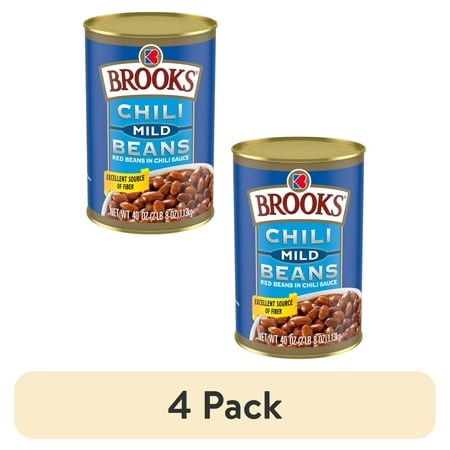 (4 Pack) ( 2 Pack ) Brooks Chili Beans  Canned Red Beans in Chili Sauce  Mild Flavor  40 Oz