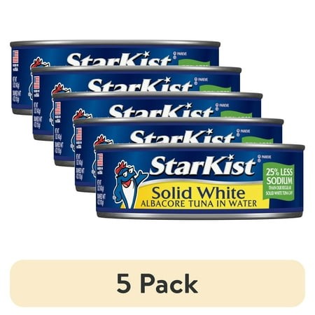 (5 Pack) Starkist Solid White Albacore Tuna in Water 25% Less Sodium  5 Oz Can