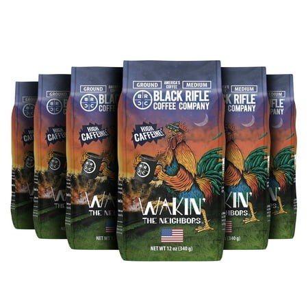 (6 Pack) Black Rifle Coffee Company Wakin the Neighbors High Caffeine  Medium Roast  Ground Coffee  12 Oz