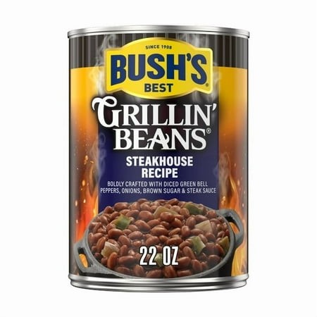 4x-Bush S Steakhouse Recipe Grillin  Beans  Canned Beans in Sweet and Smoky Sauce  22 Oz