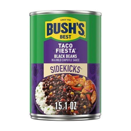 4X-Bush S Sidekicks Taco Fiesta Black Beans  Canned Black Beans  15.1 Oz Can