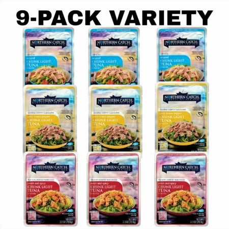Northern Catch Original Chunk Light Zesty Lemon Pepper Tuna and Sweet and Spicy Tuna in Water Pouch  2.5 Oz