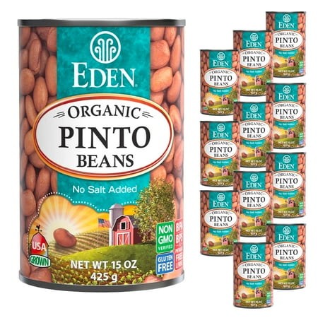 Eden Organic Pinto Beans  15 Oz KKS1 Can (12-Pack)  No Salt Added  Non-GMO  Gluten Free  Vegan  Kosher  U.S. Grown  Heat and Serve  Macrobiotic  Frijo
