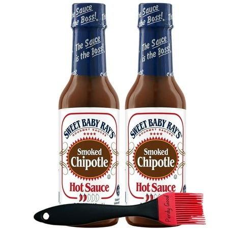 Sweet Baby Ray S Smoked Chipotle Hot Sauce  5 Fl Oz  2-Pack with Perdy Good Silicone Basting Brush
