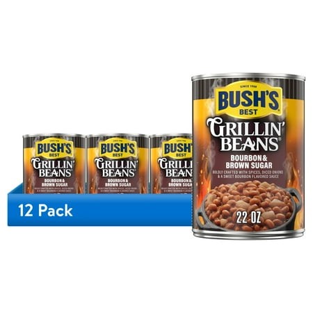 (12 Pack) Bush S Bourbon and Brown Sugar Grillin  Beans  Canned Navy Beans  22 Oz