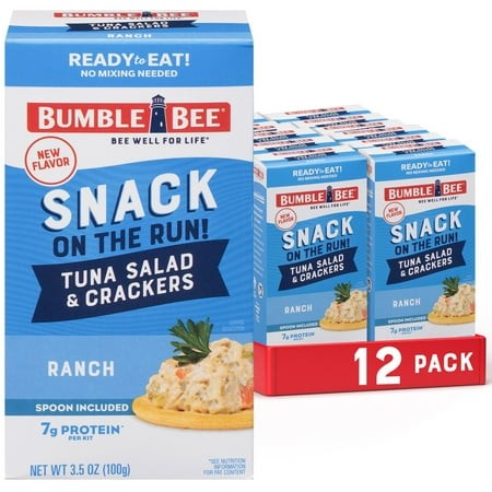 (12 Pack) Bumble Bee Snack on the Run  Ranch Flavored Tuna Salad  Ready to Eat Kit  3.5 Oz Box