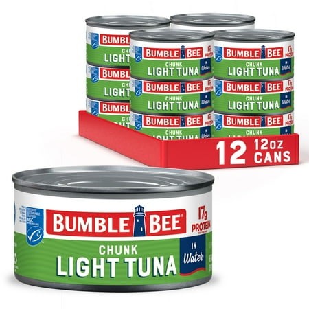 (12 Pack) Bumble Bee Chunk Light Tuna in Water  12 Oz Can