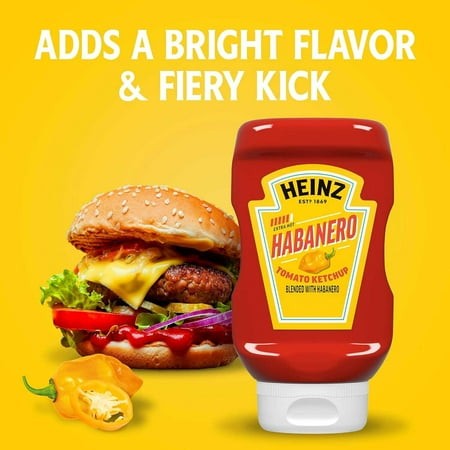 (6 Pack) Heinz Tomato Ketchup Blended with Habanero  14 Oz Squeeze Bottle