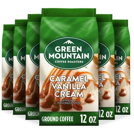 (6 Pack) Green Mountain Coffee Roasters Caramel Vanilla Cream  Light Roast  Ground Coffee  12 Oz