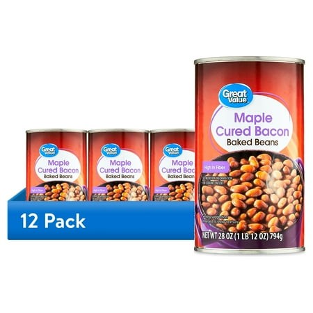(12 Pack) Great Value Maple Cured Bacon Baked Beans  28 Oz
