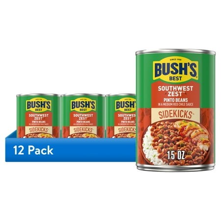 (12 Pack) Bush S Sidekicks Southwest Zest Pinto Beans  Canned Beans  15 Oz Can