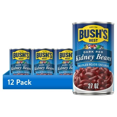(12 Pack) Bush S Dark Red Kidney Beans  Plant-Based Protein  Canned Kidney Beans  27 Oz