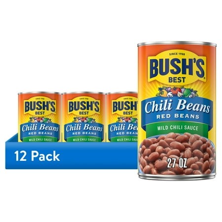 (12 Pack) Bush S Chili Beans  Canned Red Beans in Mild Chili Sauce  27 Oz Can
