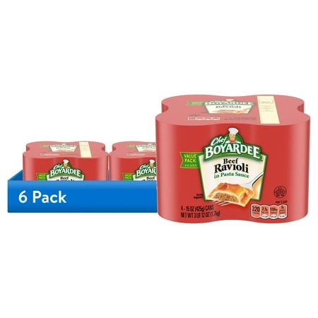 (6 Pack) Chef Boyardee Beef Ravioli in Pasta Sauce  Ready-to-Eat Meal  15 Oz. Can (Pack of 4)