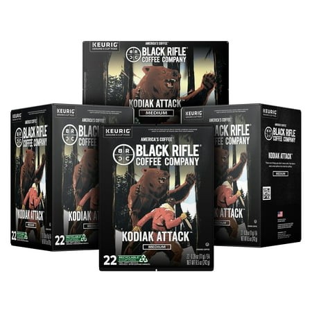 (4 Pack) Black Rifle Coffee Company Kodiak Attack K Cups Pods  Medium Roast  22 Ct