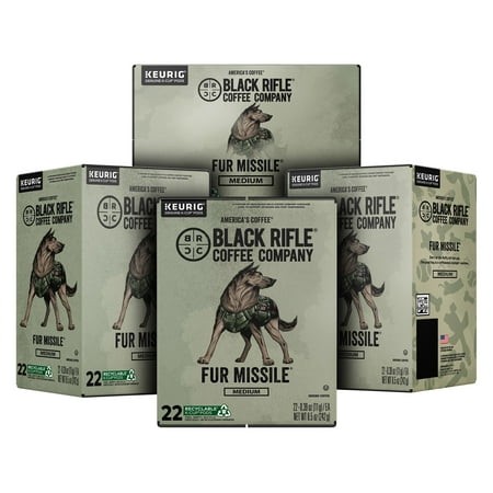(4 Pack) Black Rifle Coffee Company Fur Missile Keurig K-Cup Pods  Medium Roast  22 Ct