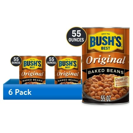 (6 Pack) Bush S Original Baked Beans  Canned Beans  55 Oz Can