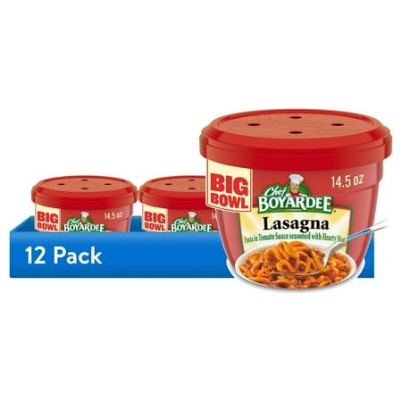 (12 Pack) Chef Boyardee Lasagna in Chunky Tomato Sauce Seasoned with Meat  Microwavable Meal  14.5 Oz. Bowl