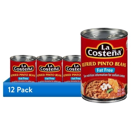 (12 Pack) La Costeña Canned Fat Free Refried Pinto Beans  20.4 Oz
