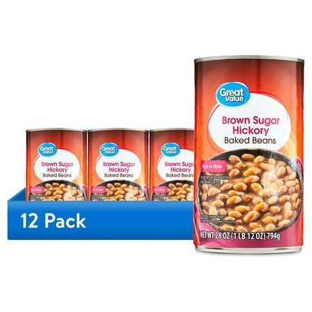 (12 Pack) Great Value Brown Sugar Hickory Baked Beans  28 Oz Can