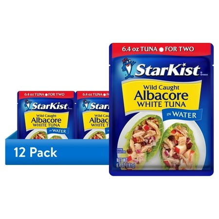 (12 Pack) StarKist Albacore White Tuna in Water  19g Protein  6.4 Oz Pouch