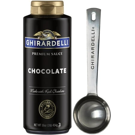 Ghirardelli Chocolate Sauce  17 Ounce Squeeze Bottle with Ghirardelli Stamped Barista Spoon