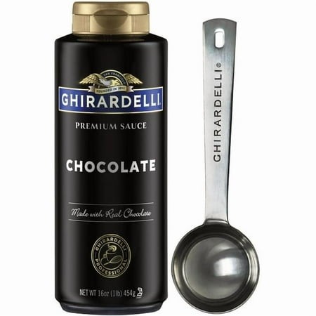 Ghirardelli Chocolate Sauce  16 Ounce Squeeze Bottle with Ghirardelli Stamped Barista Spoon