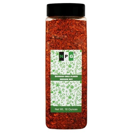 NPG Authentic Sichuan Chili Flakes MDA05 1LB 16 Ounces  Hot  Szechuan Crushed Red Pepper Flakes Powder Bulk  Spice Seasoning for Making Kimchi  Chili 