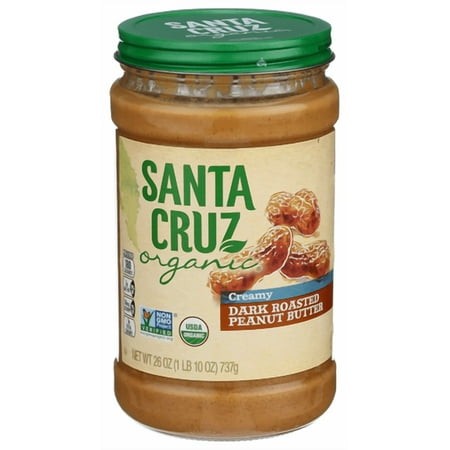 Santa Cruz Peanut Butter Creamy Dark Roast Organic 26 Oz (Pack of 6)