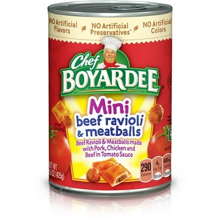 Chef Boyardee Mini Beef Ravioli and Meatballs in Tomato Sauce  Ready-to-Eat Meal  15 Oz. Can