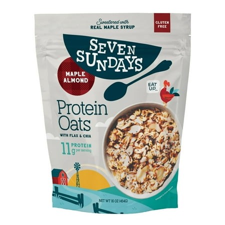 (2 Pack) Seven Sundays - Gluten Free  Maple Almond Protein Oats with Flax & Chia  16 Oz