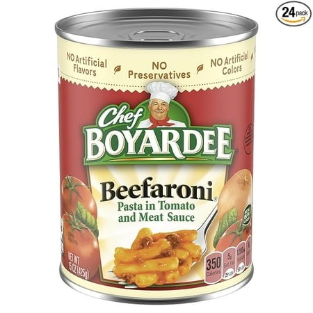 Chef Boyardee Beefaroni  Pasta in Tomato and Meat Sauce  15 Oz Cans (Pack of 24) – Ready-to-Eat Canned Pasta Meal
