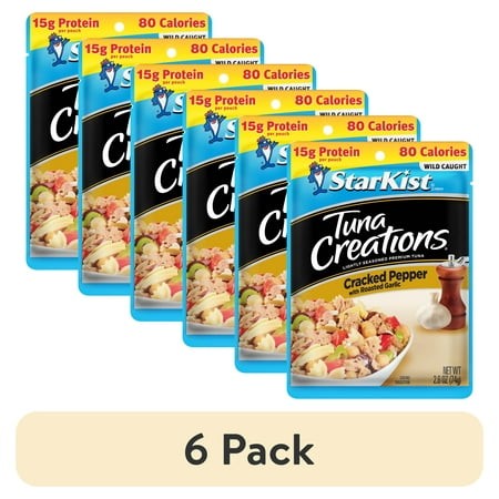 (6 Pack) Starkist Tuna Creations Cracked Pepper with Roasted Garlic  2.6 Oz Pouch
