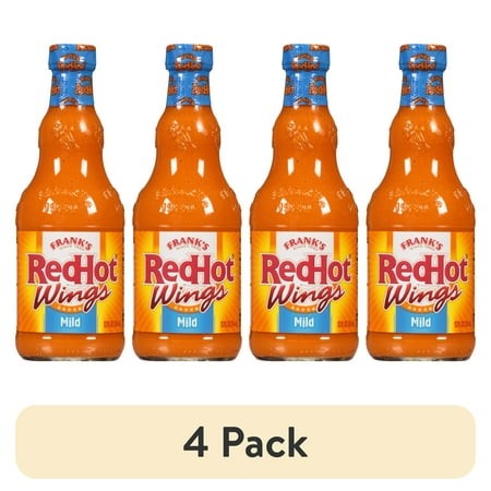(4 Pack) Frank S RedHot Kosher Mild Wings Hot Sauce  12.0 Fl Oz Bottle