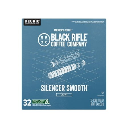 Black Rifle Coffee Company Silencer Smooth  32 Count  Light Roast K Cups - Single Serve K Cups Coffee Pods - Kcup Pods Compatible with Keurig 1.0 & 2.