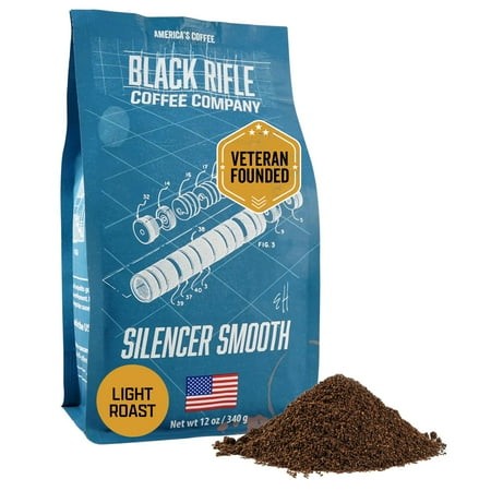 Black Rifle Coffee Company Silencer Smooth  12oz Bag  Ground Coffee Light Roast - Roasted Blend Made from Arabica Beans - Colombian & Brazilian Beans 