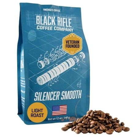 Black Rifle Coffee Company Silencer Smooth  12oz Bag  Whole Bean Light Roast - Roasted Blend Made from Arabica Beans - Colombian & Brazilian Beans - V