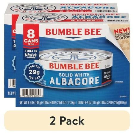 (2 Pack) (Pack of 8) Bumble Bee Solid White Albacore Tuna in Water  5 Oz Cans