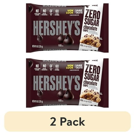 (2 Pack) HERSHEY S Zero Sugar Chocolate Baking Chips Bag  8 Oz