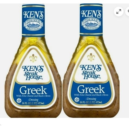 Greek with Feta Cheese Black Olives Salad Dressing 2 Bottles 16 Oz