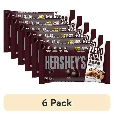 (6 Pack) HERSHEY S Zero Sugar Chocolate Baking Chips Bag  8 Oz